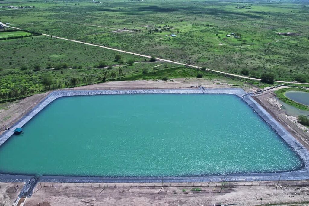 MIPATEX HDPE geomembrane-lined farm pond for water storage