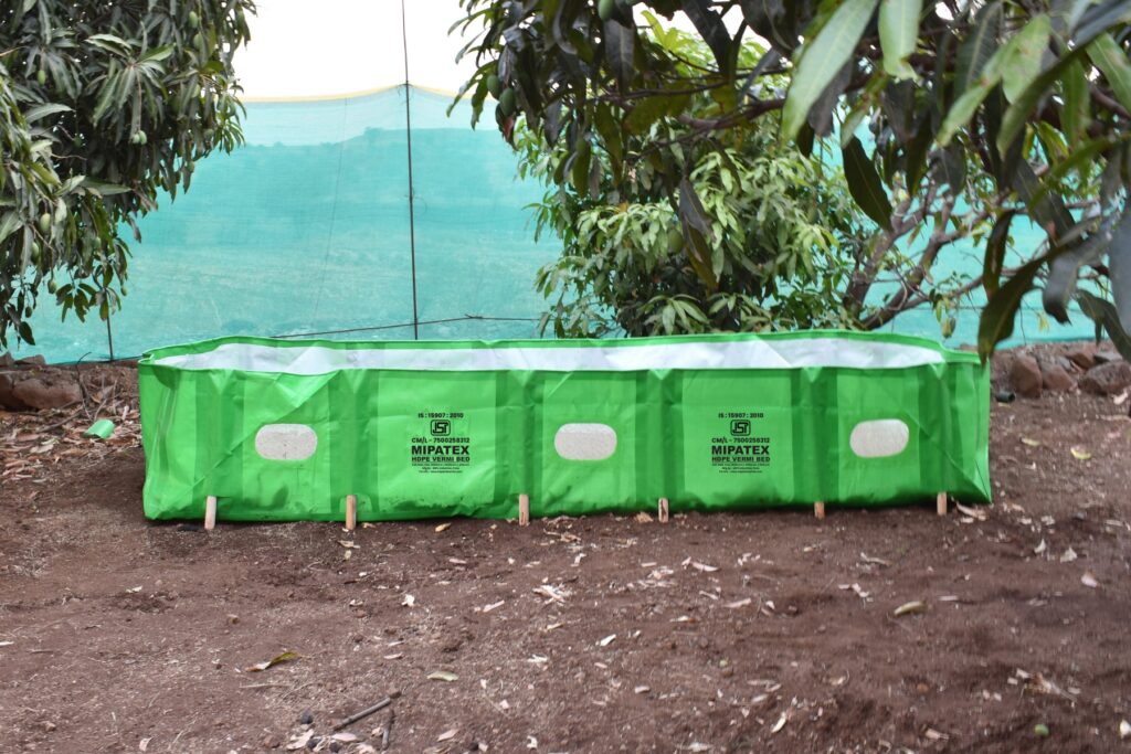 MIPATEX HDPE Vermicompost Bed installed on farm for sustainable composting.