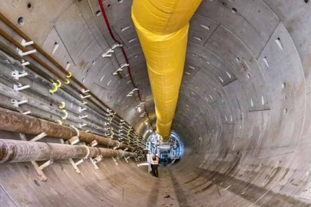 Large-diameter HDPE woven lay flat hose used for tunnel ventilation and specialized applications