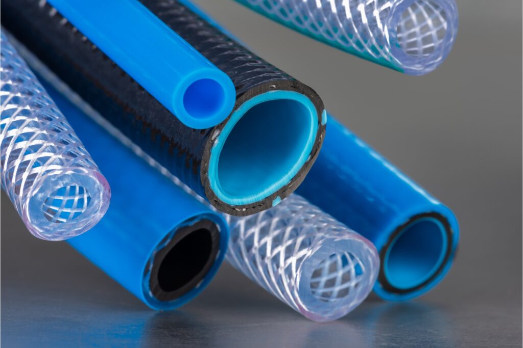 MIPATEX industrial braided PVC hose for air, suction, discharge, and fluid transfer applications.