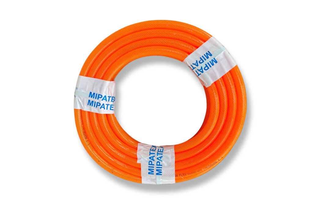 MIPATEX PVC braided garden hose coil for watering and outdoor use